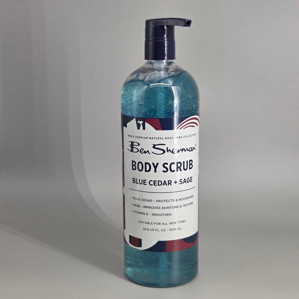 Ben Sherman Body Scrub Mens 33 8oz Blue Cedar Sage Exfoliating Smoothing Refresh